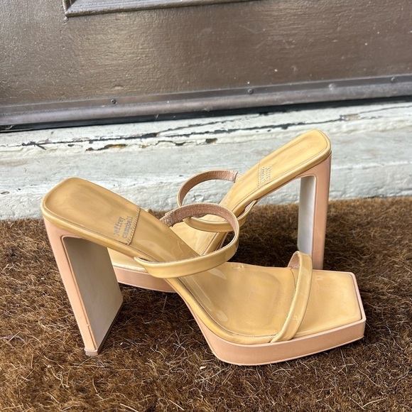 Jeffery Campbell Dusty Nude Patent Leather Hustler Platform Sandals Sz 7.5 - Picture 6 of 11